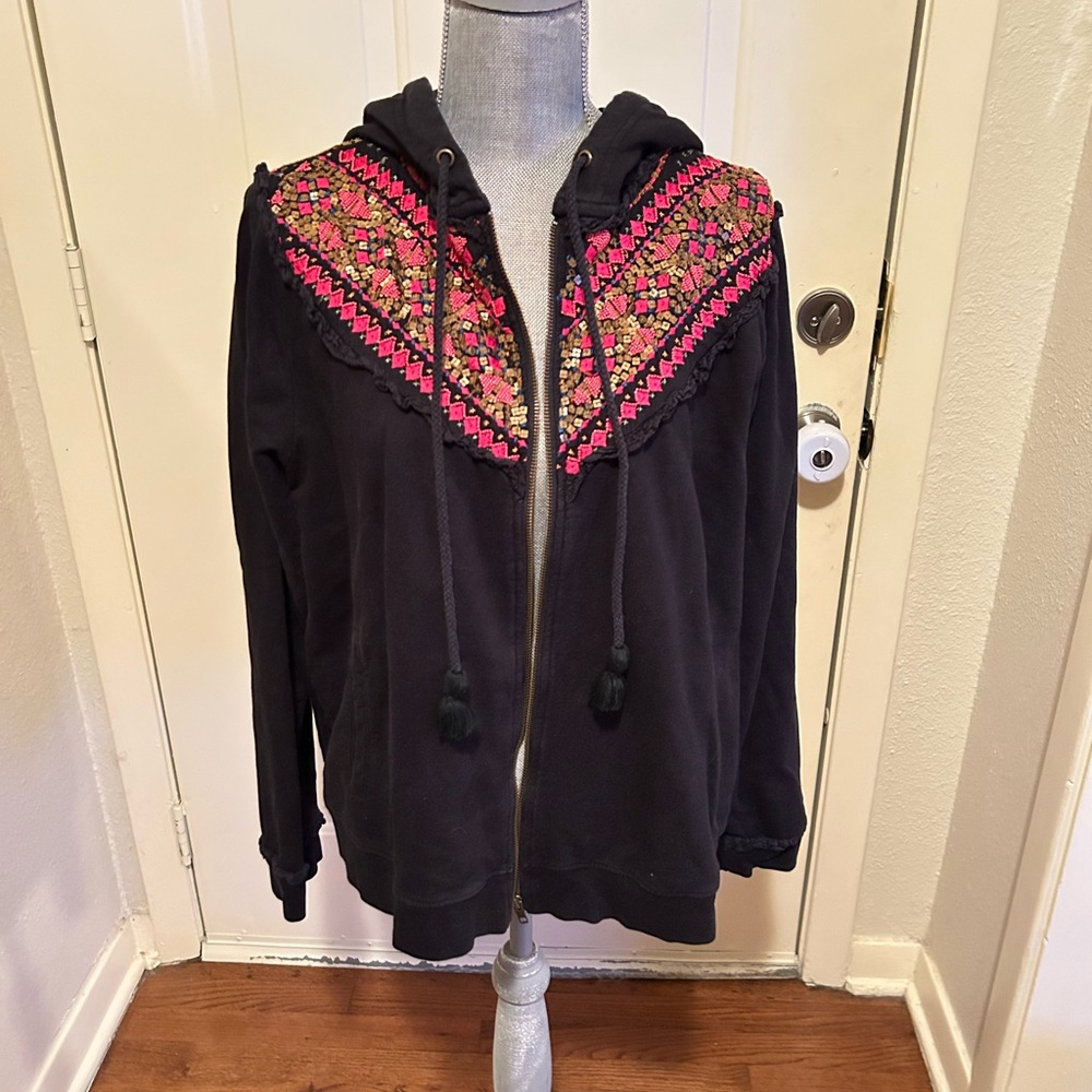 Anthropologie Beaded and Embroidered Jacket XL